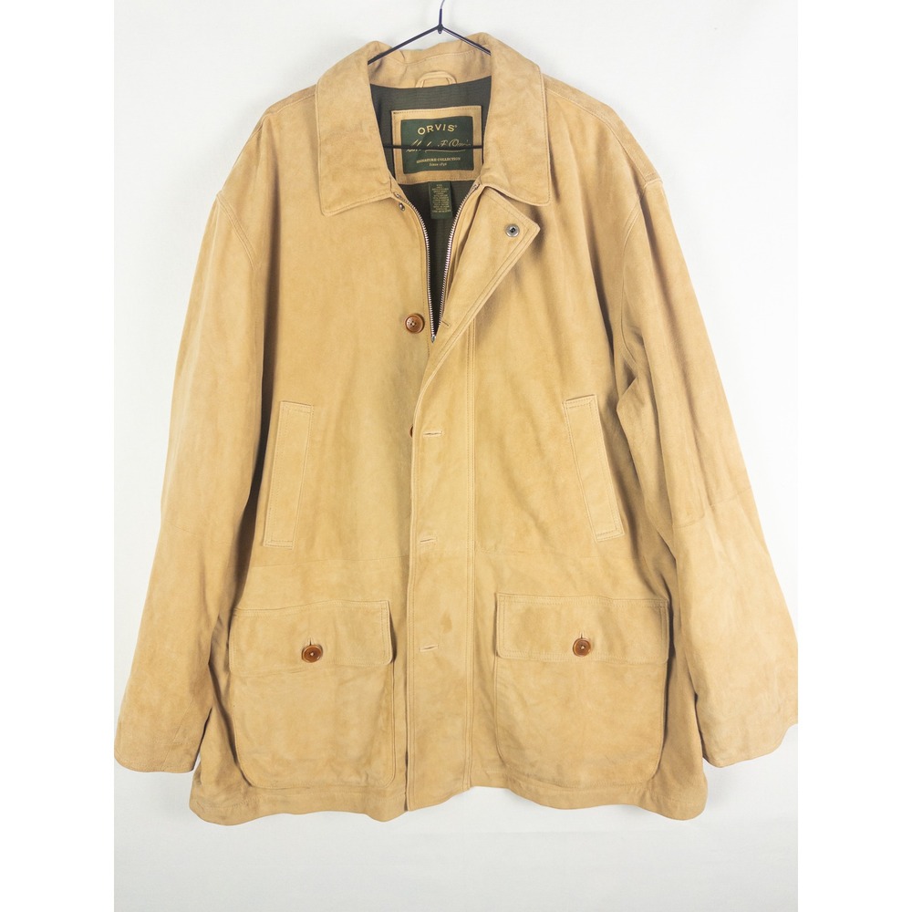 Orvis Signature Collection Suede Leather Jacket Mens XXL Tan Heritage Outdoor